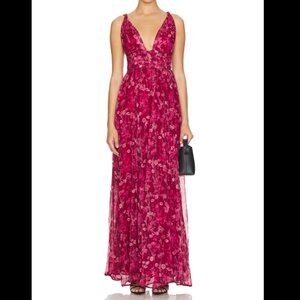 Sabina Musayev Adhara Gown - Large - Fuchsia Pink Floral Print